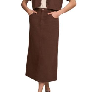 Imagem de Saia Midi Feminina Yexx 100% Algodão, Marron, 42