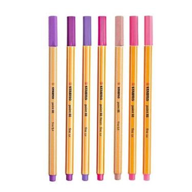 Imagem de Caneta Fineliner 0.4mm Point 88 7 Tons de Rosa e Roxo - Stabilo - Tend