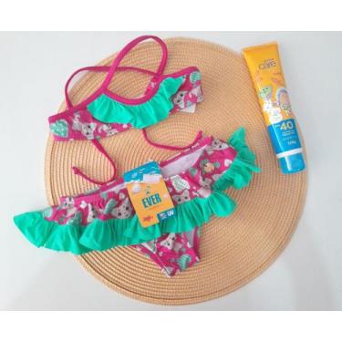 Imagem de Biquíni infantil com proteção UV Verde menta e Rosa - Everly 
