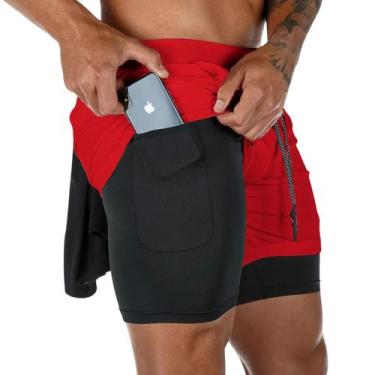Imagem de Short Dupla Camada Fitness Dry Fit Térmico Com Bolsos Musculação exerc