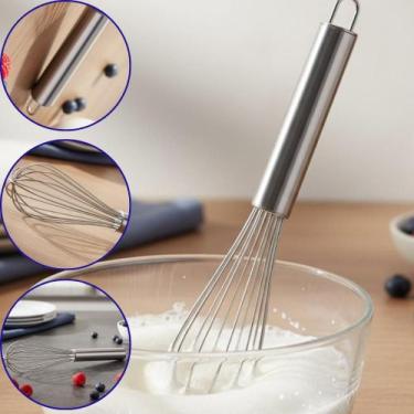 Imagem de Batedor Fouet Manual em Aço Inox Profissional para Ovos - TOP RIO