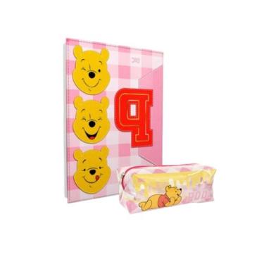 Imagem de Kit Material Escolar Ursinho Pooh Disney com 1 Agenda Rosa 2025 e 1 Es