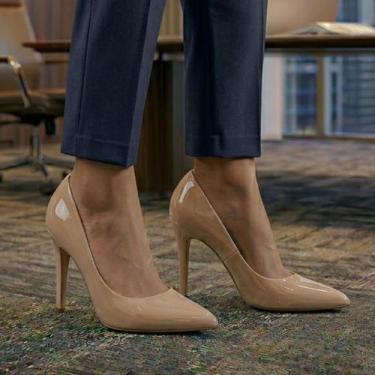 Imagem de Sapato Scarpin Feminino Salto Agulha Alto Bico Fino - LAZZLU, Nude, 37