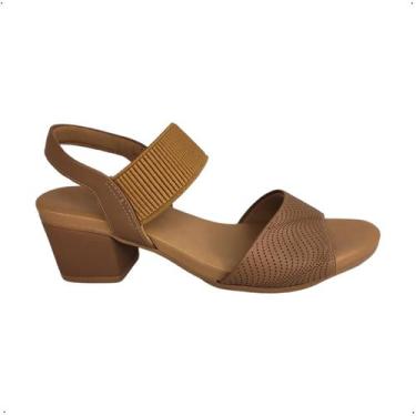 Imagem de Sandalia Social Usaflex Elastico Salto grosso ortopédica AE3227, Camel
