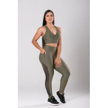 Imagem de Top Bojo Lusty Tiras Cruzadas Verde Militar - Get Shape, P