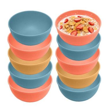 Imagem de Jogo 10 Bowl Tigela Cumbuca 800ml Bambu Ecológico PP Resistente Stripe