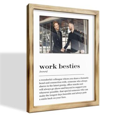 Imagem de WKYAER Presente Work Bestie, porta-retrato de 8 x 10 com definição de melhor amigo do trabalho, presente de aniversário de colega, presente de agradecimento para colegas, presente de saída de colega