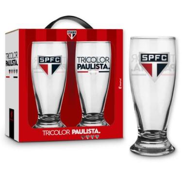Imagem de Kit 2 Copo Tulipa Vidro São Paulo Oficial Chopp Cerveja 200ml - Brasfo