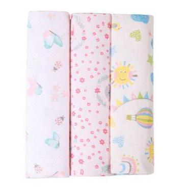 Imagem de Kit 3 Cueiros Flanelados Estampados Papi Karinho Feminino 80x50cm  Mac