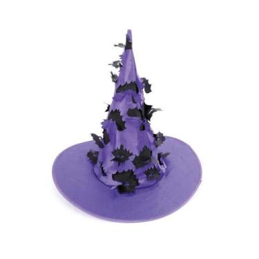 Imagem de Chapéu Bruxa Halloween Roxo com Morcegos - Cromus, Unica, U