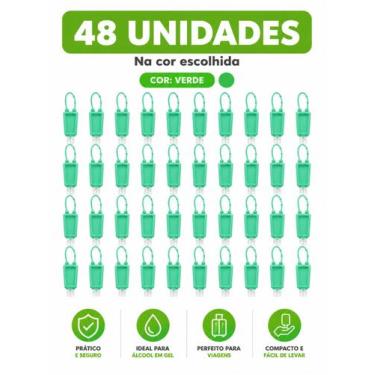 Imagem de Kit 48 Porta Frasco Álcool Gel Com Alça Silicone Atacado Cores Cor:Bra