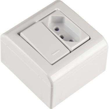 Imagem de Caixa de Sobrepor com 1 Interruptor Simples 10 A 250 V e 1 Tomada 2P+T