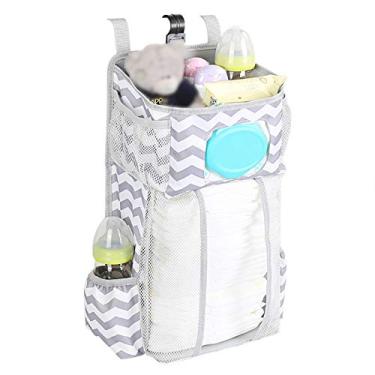 Imagem de KKcare Organizador de caddie de fraldas pendurado Empilhador de fraldas pendurado para bebês com lenços de bolso para armazenamento de essenciais para bebês Empilhador de fraldas para trocadores de mesa berço Playard