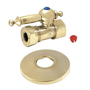 Imagem de Kingston Brass CC44152TLK FIP X 1,27 cm ou 1,27 cm (1/2 polegada) ou 1,27 cm (7/16") válvula de parada reta reta com flange, latão polido