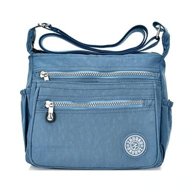 Imagem de JXGSGOGO Bolsas tiracolo femininas com vários bolsos casuais à prova d'água (cinza azul), Cinza e azul, Medium