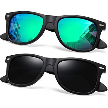 Imagem de Joopin Óculos de Sol Masculinos Femininos Polarizados Quadrado Óculos de Sol Esportivos para Dirigir UV Proteção (Fosco Preto+Verde)