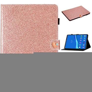 Imagem de Capa para tablet Lenovo Tab M10 Plus X606F Glitter pó amor fivela horizontal capa de couro flip com suporte e compartimentos para cartões (cor: ouro rosa)