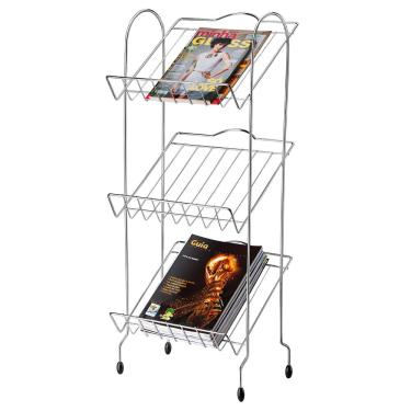 Imagem de Revisteiro 3 Andares Utimil em Aço Cromado e PVC