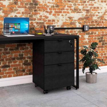 Imagem de Gaveteiro Volante 2 Gavetas e 1 Gaveta para Pastas Kugv43 Kuadra Espresso Móveis Preto Onix