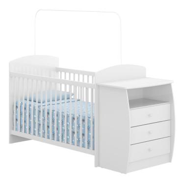 Imagem de Berço Cômoda com Colchão Incluso Colinho de Mãe Multimóveis FG2951 Branco