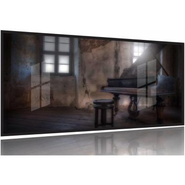 Imagem de Quadro Decorativo Piano Retrô Música 130x60 Moldura Preta 2x2