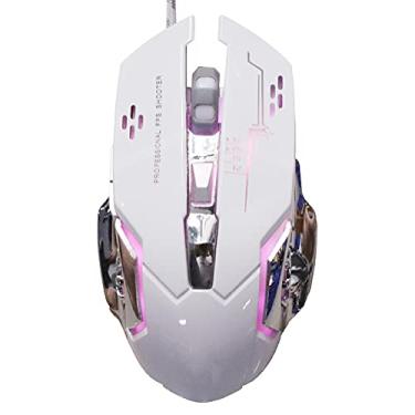 Imagem de Mouse para jogos, mouse ergonômicos com fio com 6 botões programáveis, retroiluminação luminosa RGB e 3200DPI ajustável para PC Gamer(branco)