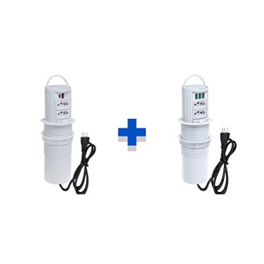 Imagem de Kit Torres Tomada Totem Manual Alça 2Tom 20A 2 e 3 USB 5.2A COR:BRANCO