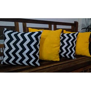 Imagem de - Kit 4 Capas De Almofadas 45x45 chevron Amarelo