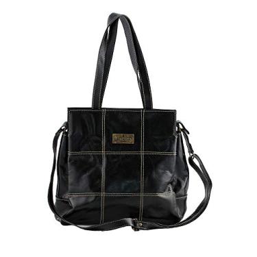 Imagem de Bolsa Betina Transversal Social em Couro (Preto)