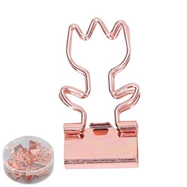 Imagem de 15 PeçAs Clipes de Pasta de Ouro Rosa, Grampos de Papel de Metal Pequenos Clipes de Papel de Pasta Com Caixa de Armazenamento para Organização de Documentos Pessoais de Escola de EscritóRio (Forma de Flor)