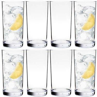 Imagem de Youngever Pacote com 8 copos de água de plástico, copos de plástico, copos de plástico reutilizáveis, copos inquebráveis, reutilizáveis | SEM BPA | Seguro para lava-louças (473 ml)