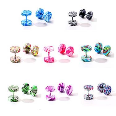 Imagem de 8 pares de brincos de calibre falso de aço inoxidável para homens e mulheres, Metal, Não conhecido