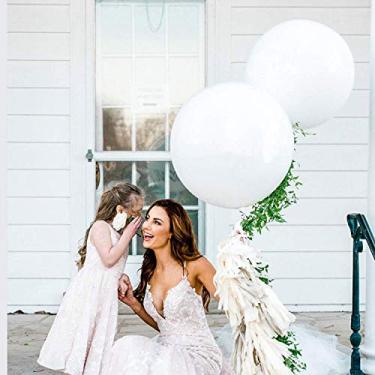 Imagem de Balão de látex gigante branco de 91 cm (qualidade premium de hélio), balões grandes para aniversários, sessão de fotos e festivais, decorações de Natal e eventos, 6 peças