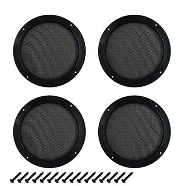 Imagem de 4 peças de capa de alto-falante de malha de aço de 7,6 cm, capa protetora protetora de círculo de grade subwoofer subwoofer com parafusos de montagem