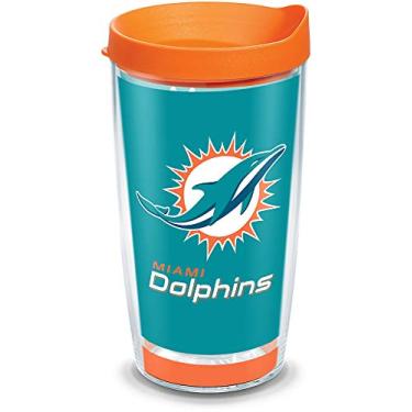 Imagem de Tervis Copo isolado feito nos EUA NFL de parede dupla Miami Dolphins mantém as bebidas frias e quentes, 473 ml, Touchdown