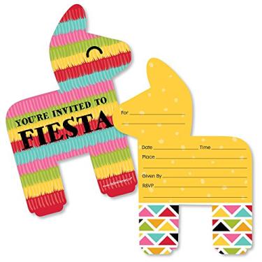 Imagem de Let's Fiesta - Convites de preenchimento em forma - Cartões de convite da festa mexicana com envelopes - Conjunto de 12
