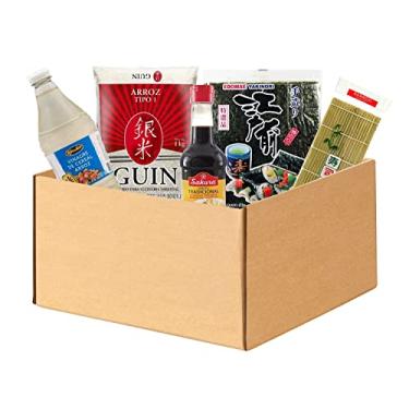 Imagem de Kit Genérico de Sushi Oriental para Preparo - Esteira de Bambu, Alga, Arroz, Shoyu e Vinagre