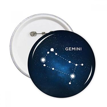Imagem de Broche redondo com símbolo do zodíaco da constelação de Gêmeos e constelação de gêmeos, acessório para decoração 5 peças