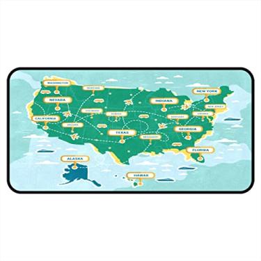 Imagem de Vijiuko Tapetes de cozinha verde mapa de marco dos Estados Unidos tapetes e tapetes de área de cozinha antiderrapante tapete de cozinha lavável para chão de cozinha escritório em casa pia lavanderia interior ao ar livre 101,6 x 50,8 cm