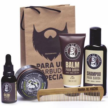 Imagem de Kit Para Barba Shampoo Balm Modelador E Óleo + Brinde Oferta Barba de Macho 