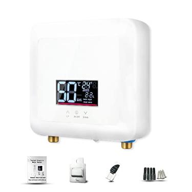 Imagem de Qudai Aquecedor de Água Instantâneo 5500 W Mini Aquecedor de Água Elétrico Sem Tanque Montado na Parede Display LED Suporte Modo Termostato/Ajuste de Energia para Casa Cozinha Banheiro