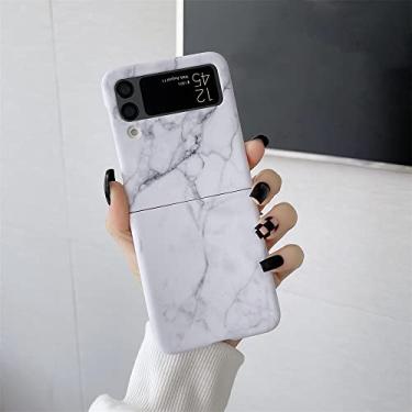 Imagem de Capa de celular para PC rígida branca para Samsung Galaxy Z Flip 3 4 5G Ultralight Slim Protection Capa de celular para Galaxy Z Flip34, mármore branco, para Samsung Z flip4