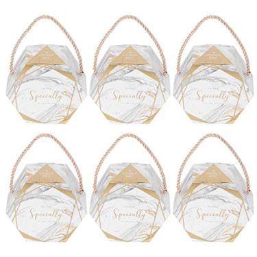 Imagem de 10 unidades de caixas de doces caixas de embrulho de caixas de papel de guloseimas com cordas para casamento e festa de aniversário caixa de lembrancinhas (mármore)