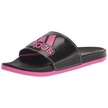 Imagem de adidas Sandália feminina Adilette Comfort Slides, Preto/Fúcsia lúcido/dourado metálico, 5