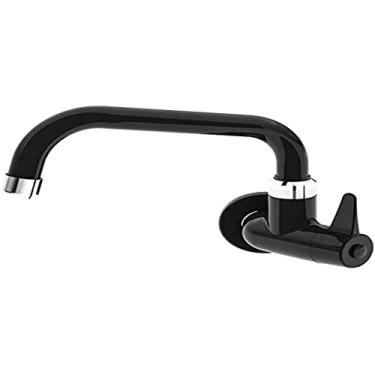 Imagem de JAPI 1156UIHK Torneira Bica Movel Tipo "U" para Pia Cozinha Parede Abs, Preta, 1/4 Volta Ihk