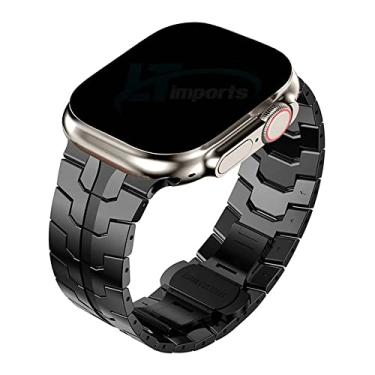 Imagem de Pulseira Metal Elos Moderna LTIMPORTS, compativel com Apple Watch Ultra 49mm e Apple Watch 45mm 44mm 42mm (Preto)