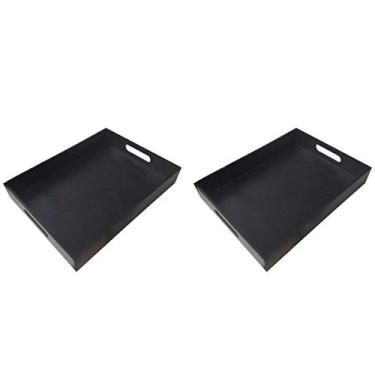 Imagem de Bandeja Café Madeira MDF Grande Preta Kit 2 unid 40x30cm