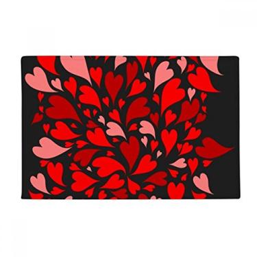Imagem de DIYthinker Tapete de porta de banheiro antiderrapante para o dia dos namorados, preto, vermelho, rosa, corações