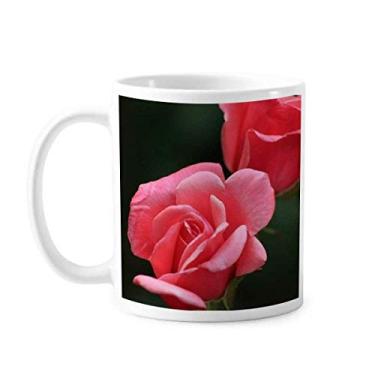 Imagem de Rosa vermelho rosas flores Art Deco presente Caneca moderna cerâmica café porcelana copo talheres