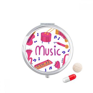 Imagem de Estojo de comprimidos para guitarra de trombone com estampa de instrumento musical, compartimento para armazenamento de medicamentos